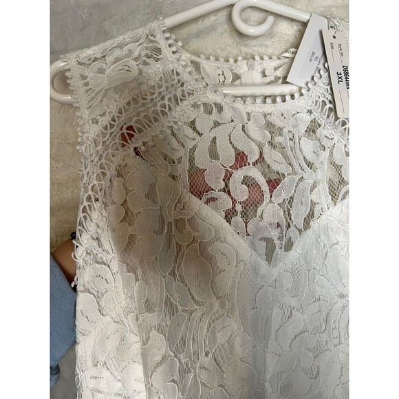 Boutique White Lace Knee Length Dress Bella and Bloom Boutique - Picture 3 of 8